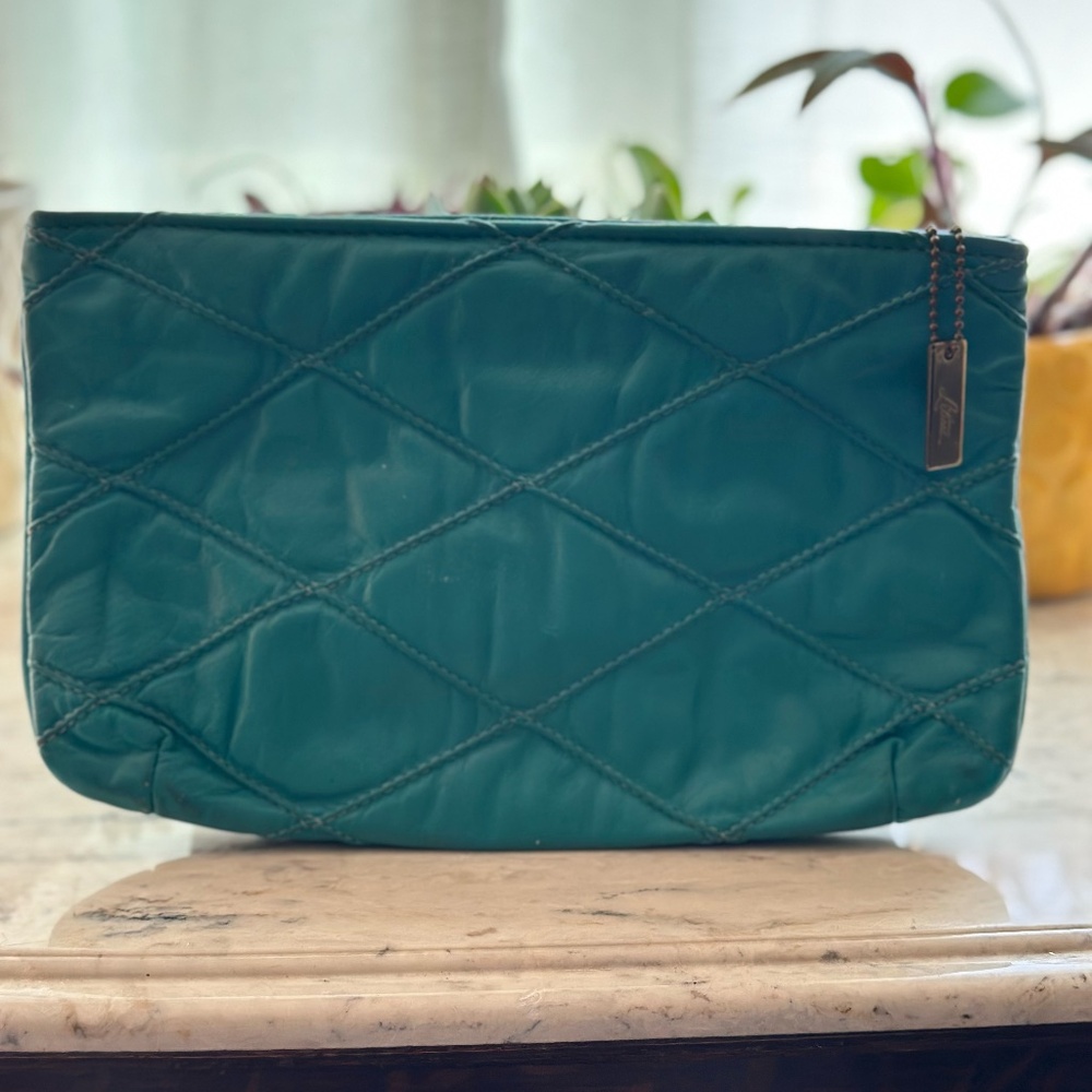 Teal Leather Litisse Clutch